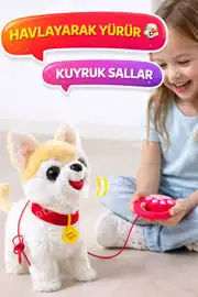 Tasmadan Kontrollü Sesli Hareketli Yürüyen Peluş Boncuk Köpek 1