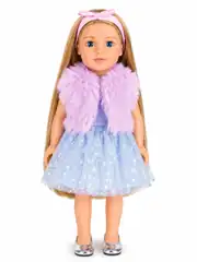 Mor Yelek Giyen Etekli Alya Bebek 47 Cm 2