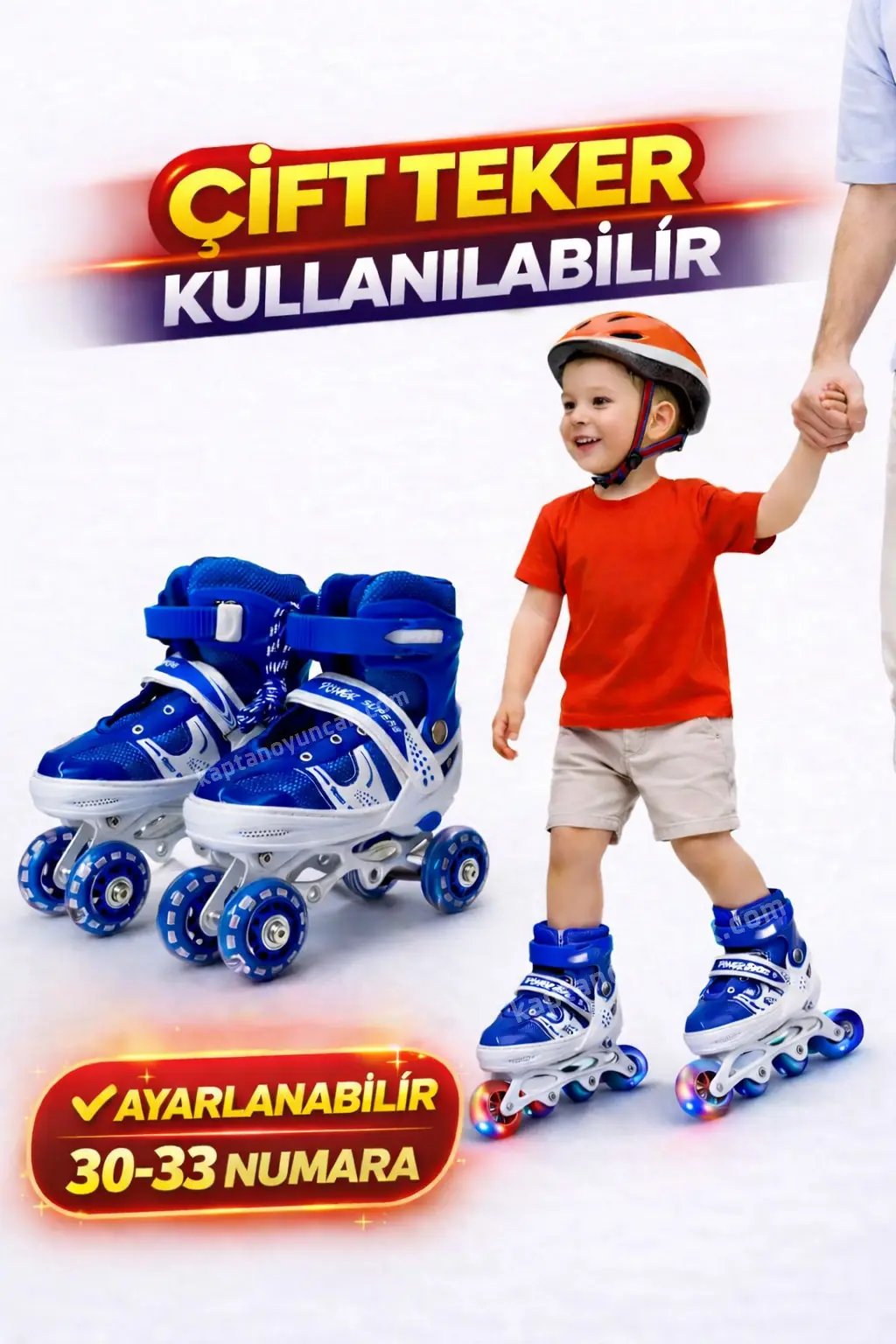 Çift Sıra Ayarlanabilen 4 Tekerlekli Işıklı Alıştırma Pateni 30-33