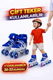 Çift Sıra Ayarlanabilen 4 Tekerlekli Işıklı Alıştırma Pateni 30-33 1