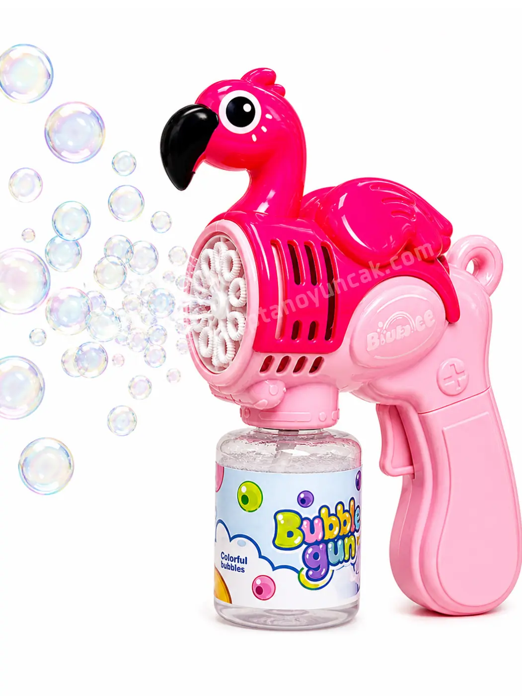 Pilli Otomatik Flamingo Köpük Balon Tabancası 4