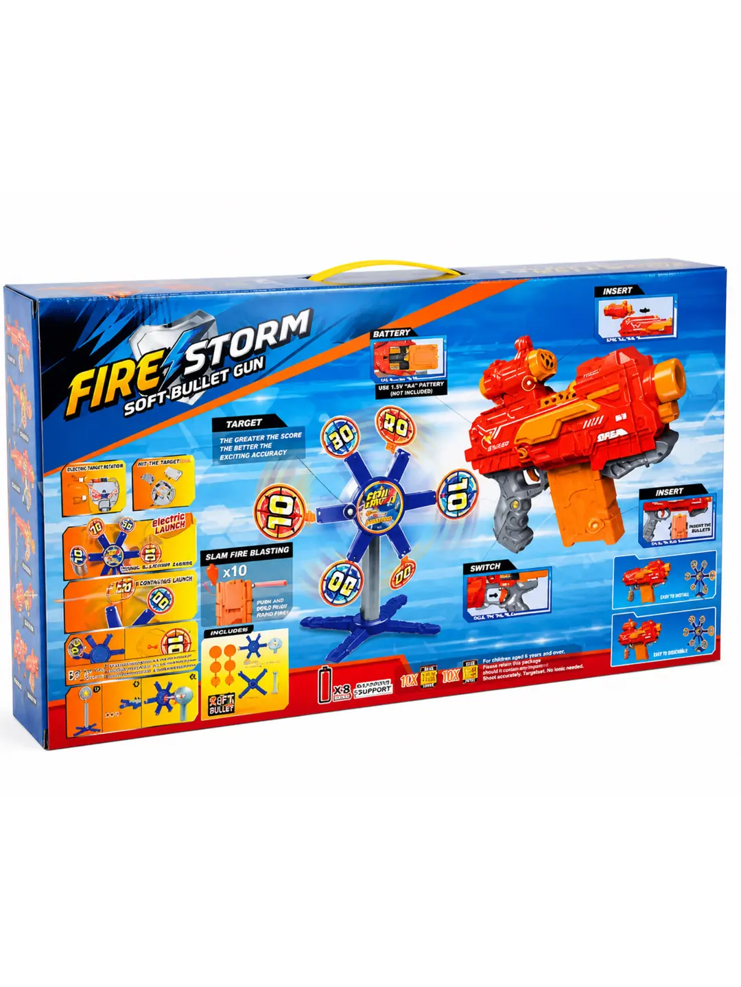 Fire Storm Pilli Yarı Otomatik Dart Atan Nerf Tabanca 6