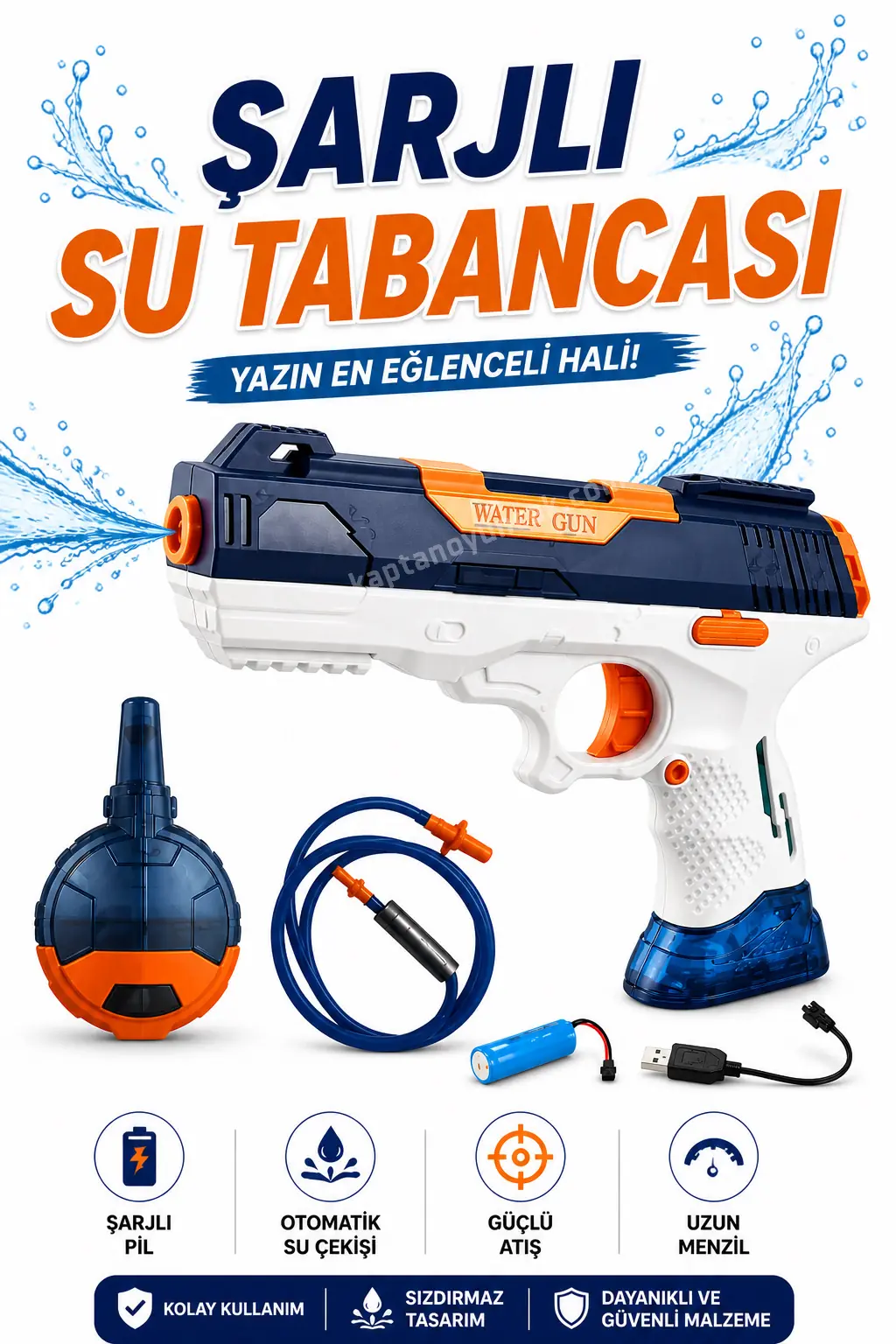 Yedek Tanklı Tam Otomatik Şarjlı Su Tabancası 3