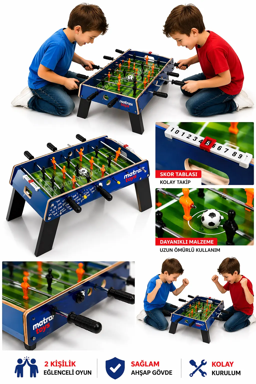 Ahşap Ayaklı Futbol Maçı Langırt Oyun Seti