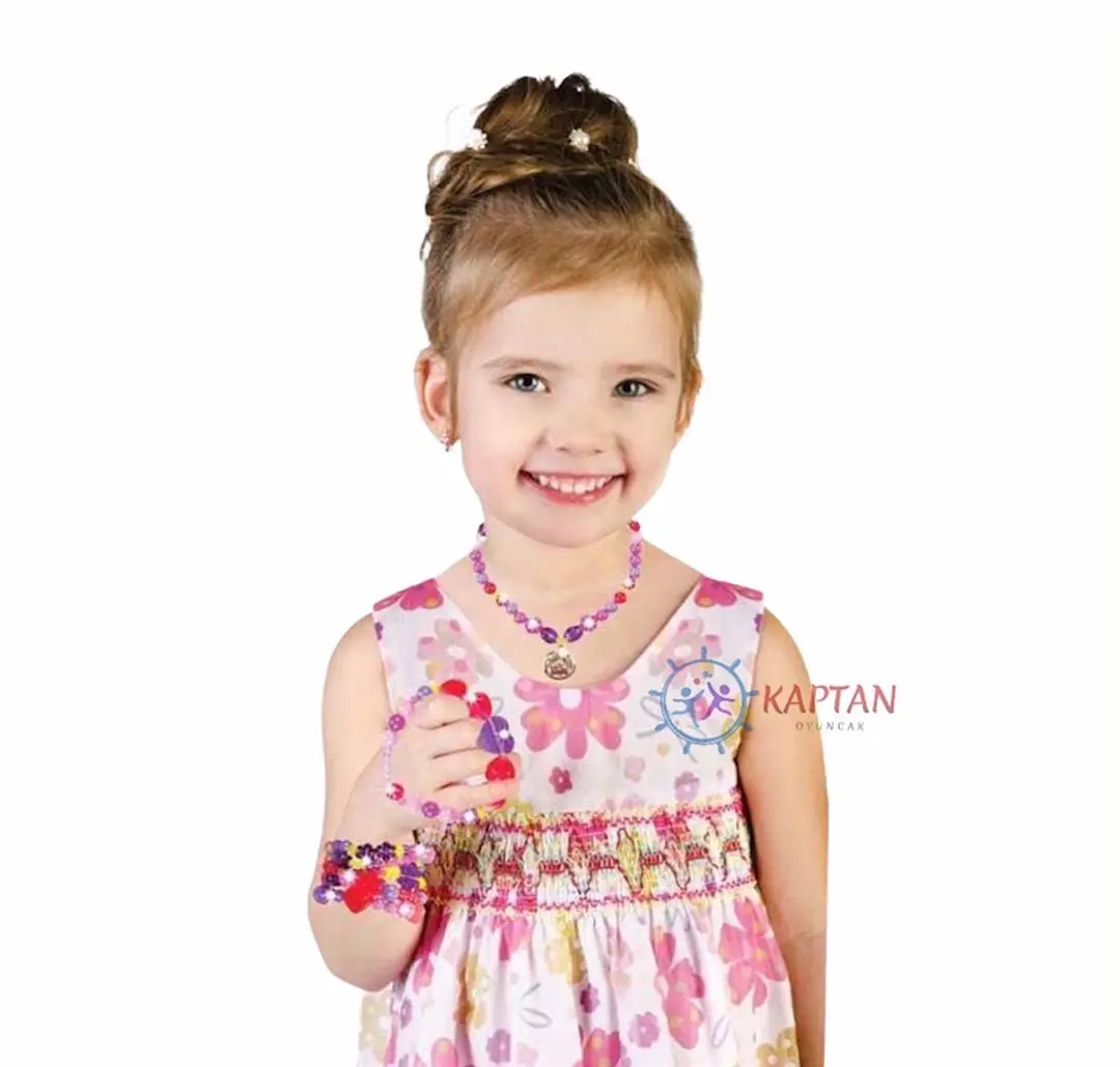 Barbie Takı Seti Renkli Boncuklar Kız Oyuncak Bileklik Kolye Yapma Set 3