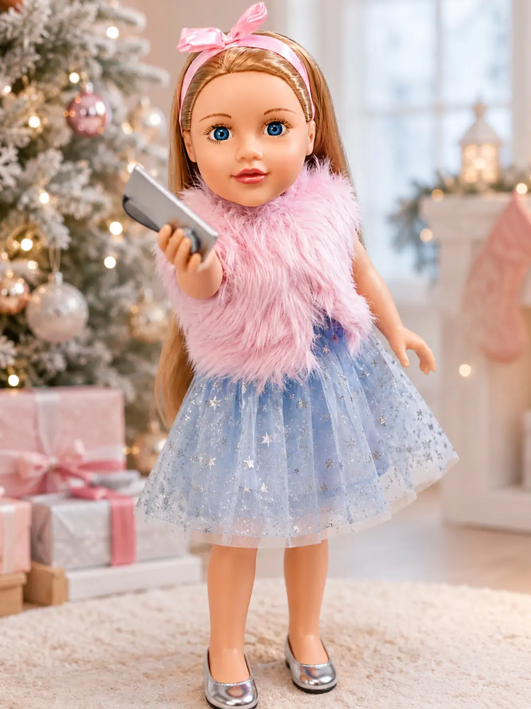 Mor Yelek Giyen Etekli Alya Bebek 47 Cm