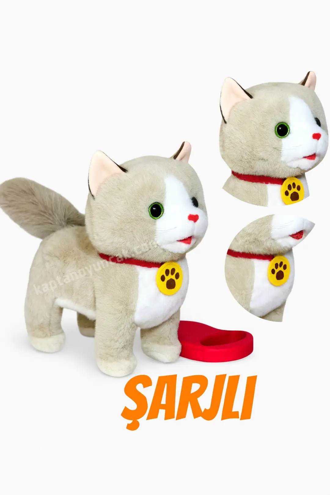 Tasmalı Dil Çıkartan Şarjlı Sesli Hareketli Sevimli Kedi Büyük Boy 3
