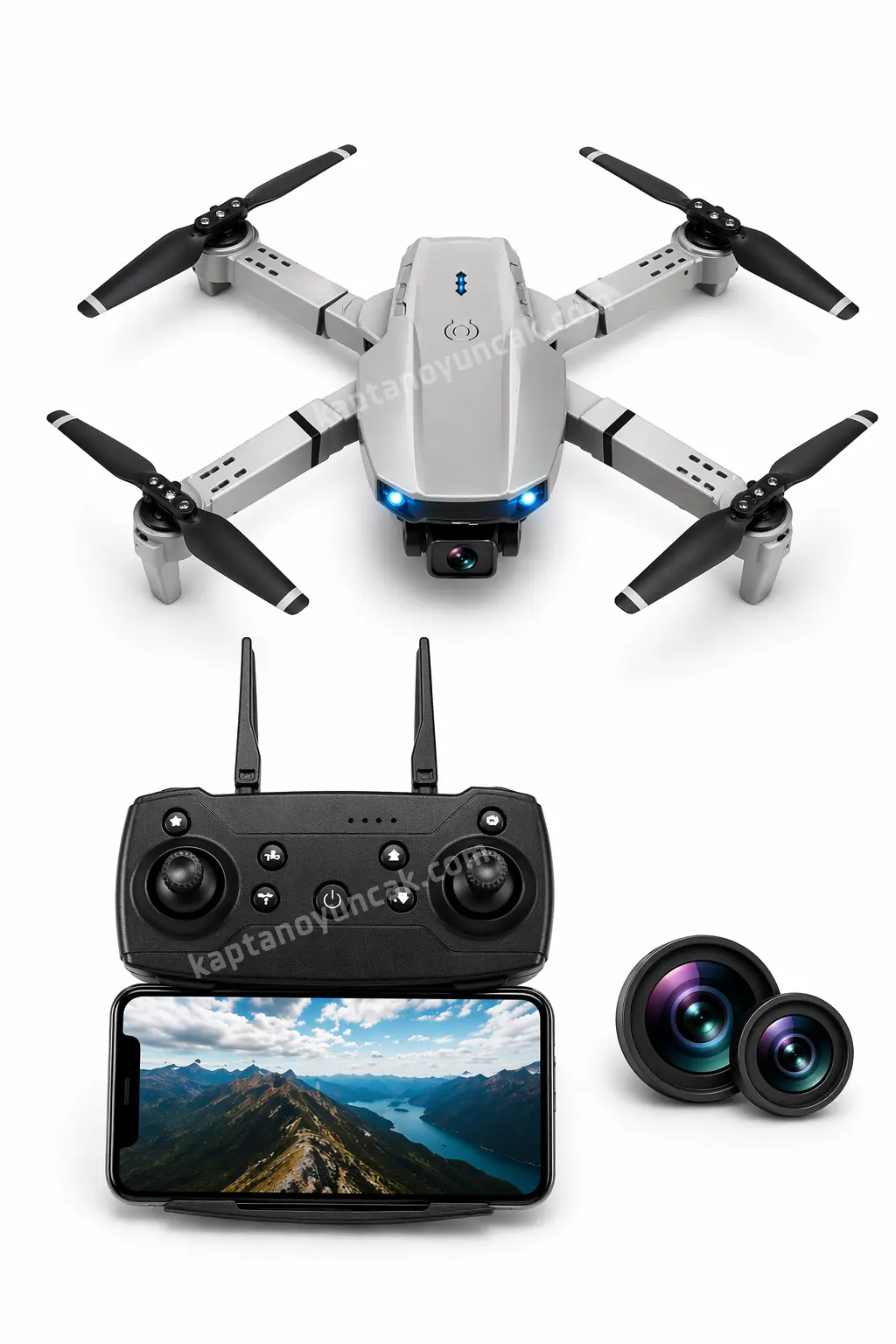 Uzaktan Kumandalı 4K Çekim Yapabilen Kameralı Katlanabilir Drone Mini
