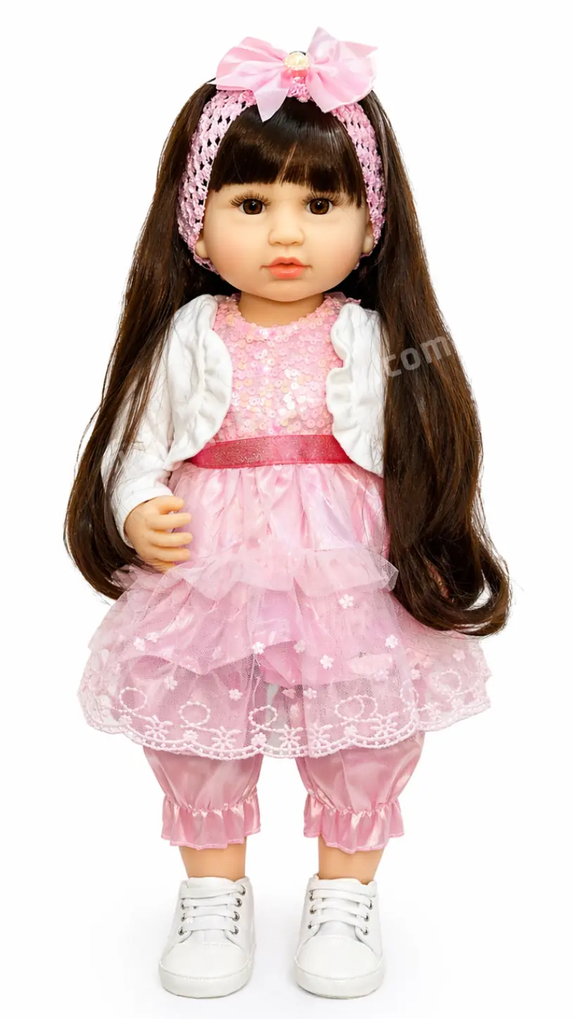 Gerçekci Kaliteli Saçlı Silikon Reborn Bebek 55 Cm 3