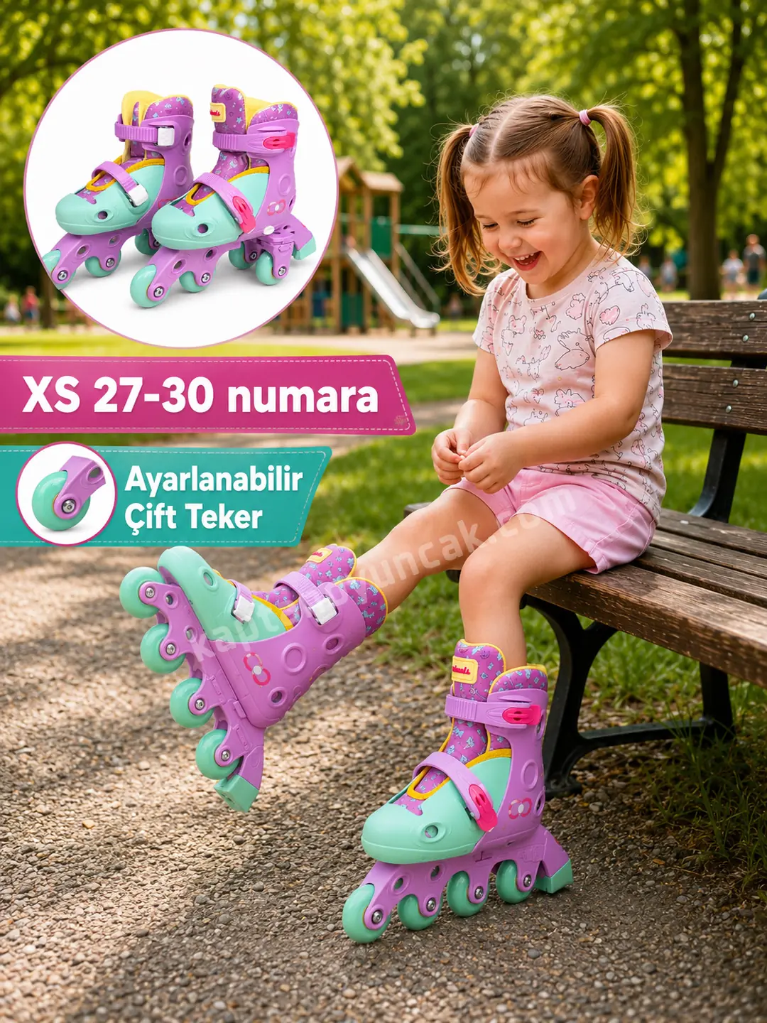 Cool Wheels Junior Çift Sıra Ayarlanabilen 4 Tekerlekli Alıştırma Pateni 27-30
