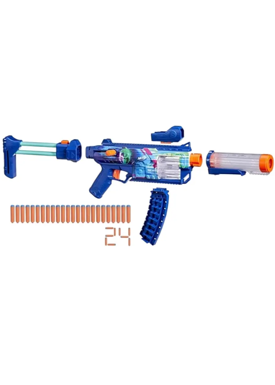 Nerf Sünger Mermili Işıklı Loadout Cyberlight Ghost 24 Mermili Sünger Dart Atan Nerf Silah 35 cm 9