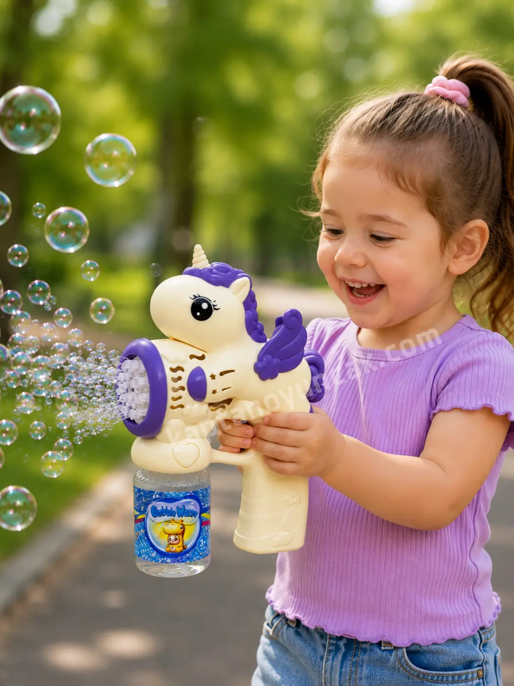 Pilli Otomatik Unicorn Pony At Köpük Balon Tabancası