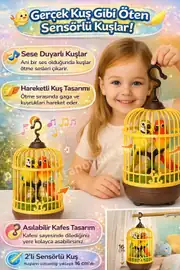 Kafsesli 2'li Sensörlü Sese ve Harekete Duyarlı Deprem Kuşları 1