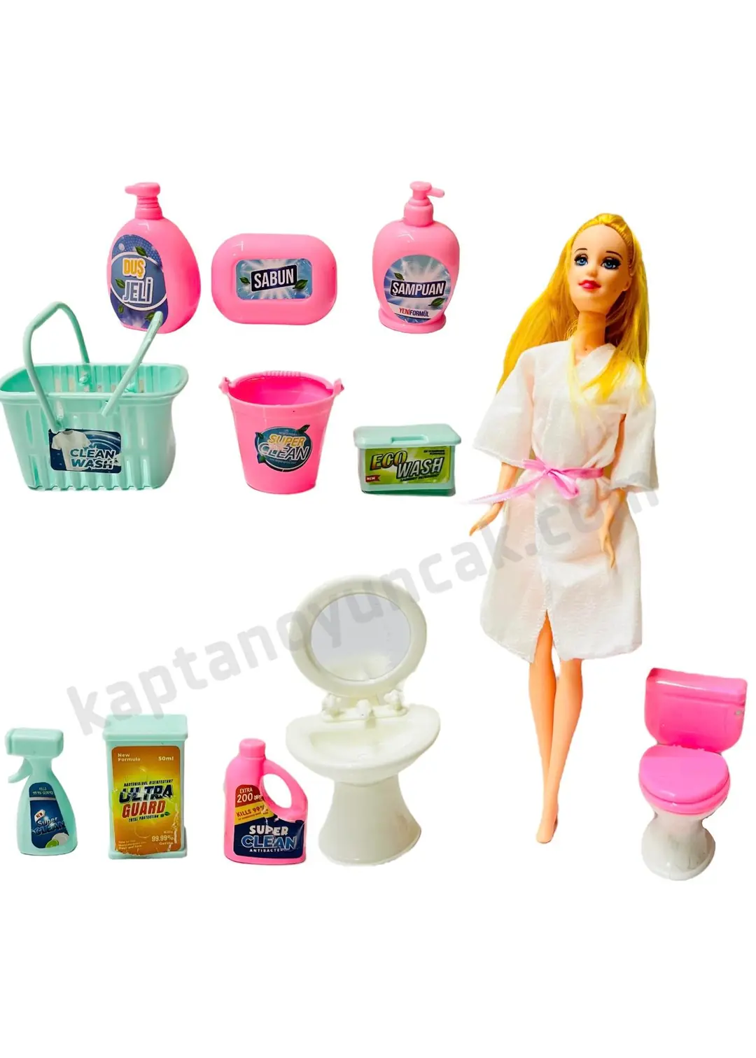 Anlily Aksesuarlı Tuvalet Lavabo Temizlik Bebek Oyun Seti 3