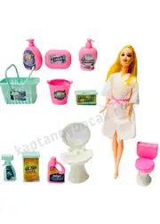 Anlily Aksesuarlı Tuvalet Lavabo Temizlik Bebek Oyun Seti 3