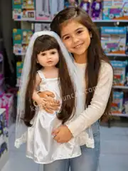 Gerçekci Kaliteli Saçlı Silikon Reborn Bebek 55 Cm 1