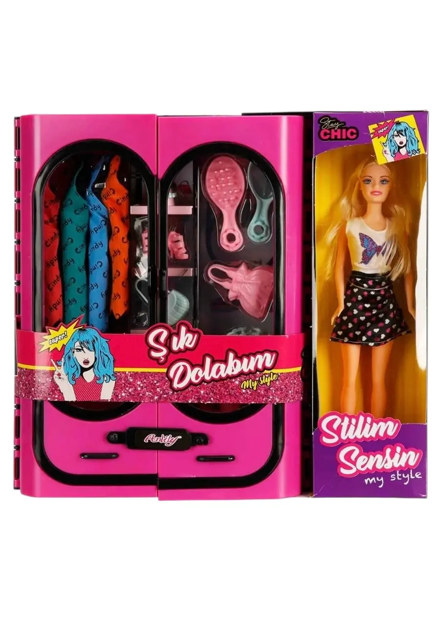 Stilim Sensin Barbie Bebek Elbise Gardıroplu Aksesuarlı Oyun Seti 7