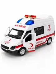 Sesli Çek Bırak İlk Yardım Aracı Metal Ambulans Araba 2