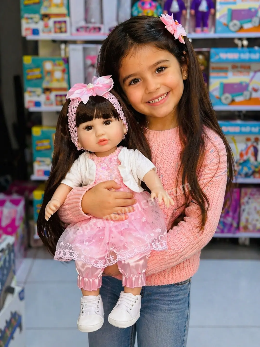 Gerçekci Kaliteli Saçlı Silikon Reborn Bebek 55 Cm