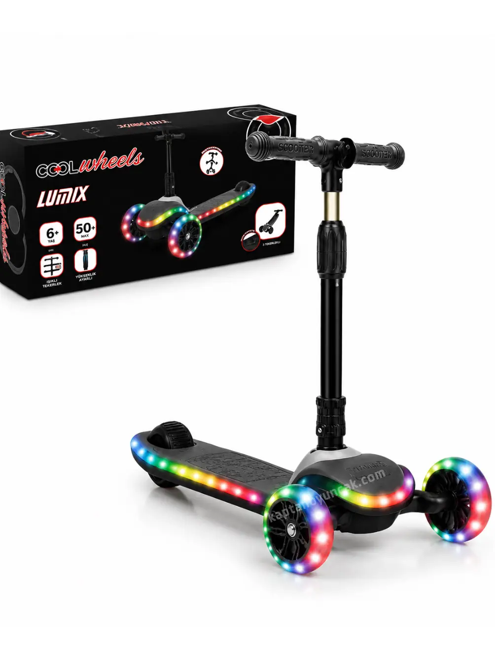 Cool Wheels 3 Tekerlekli Katlanabilir Lumix Gövdesi Işıklı Scooter 3