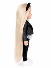 Deri Ceketli Uzun Saçlı Alya Bebek 47 Cm 8
