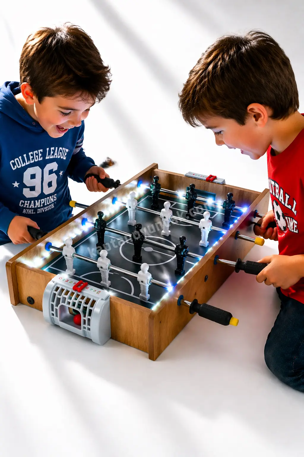 Led Işıklı Ahşap Masaüstü Futbol Maçı Langırt Oyun Seti
