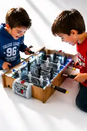 Led Işıklı Ahşap Masaüstü Futbol Maçı Langırt Oyun Seti 1