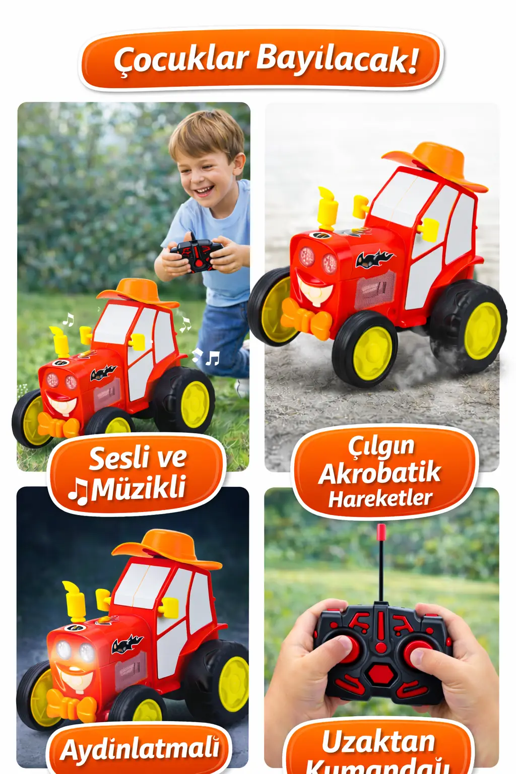 Uzaktan Kumandalı Şarjlı Dans Eden Çılgın Traktör