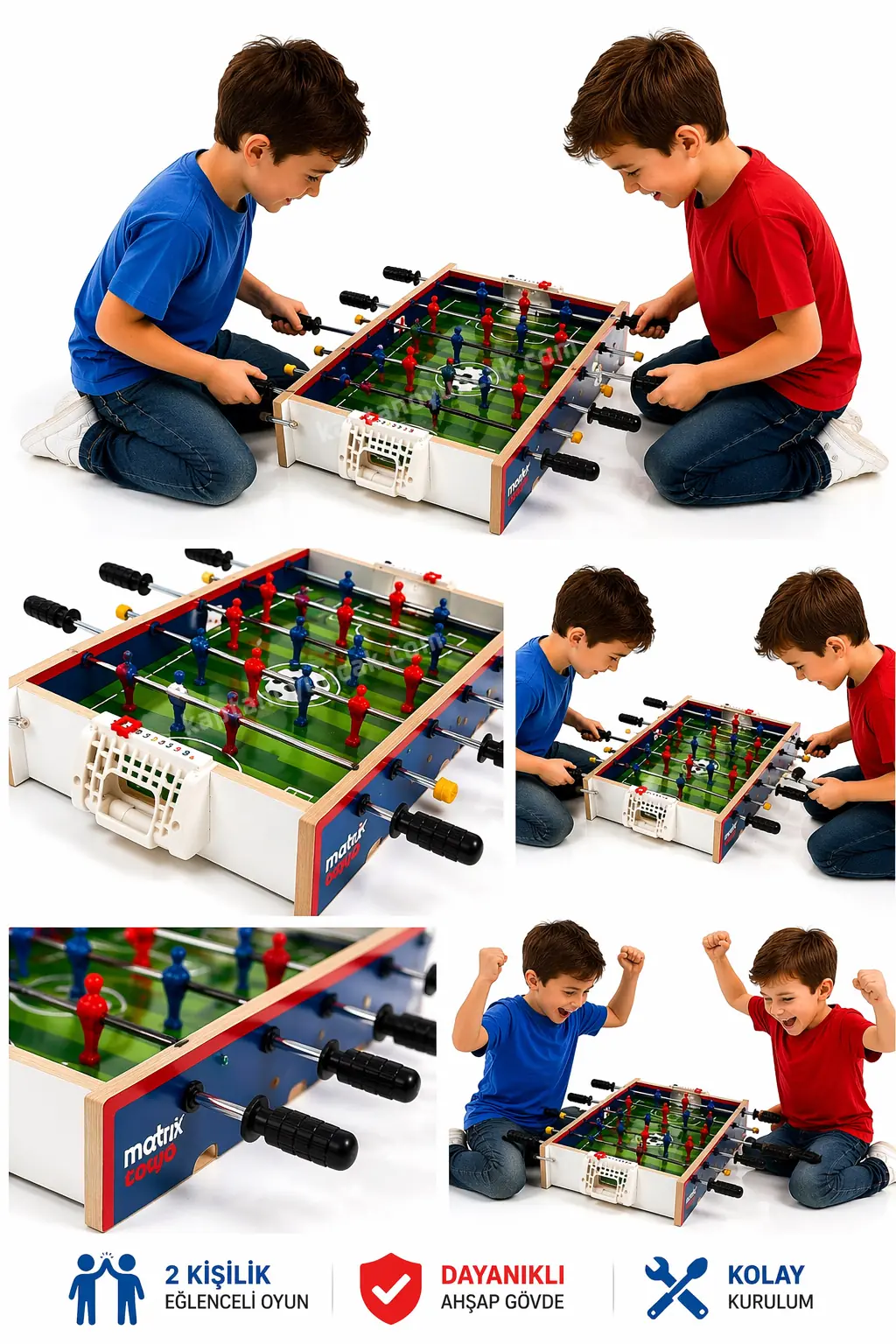 Ahşap Masaüstü Futbol Maçı Langırt Oyun Seti