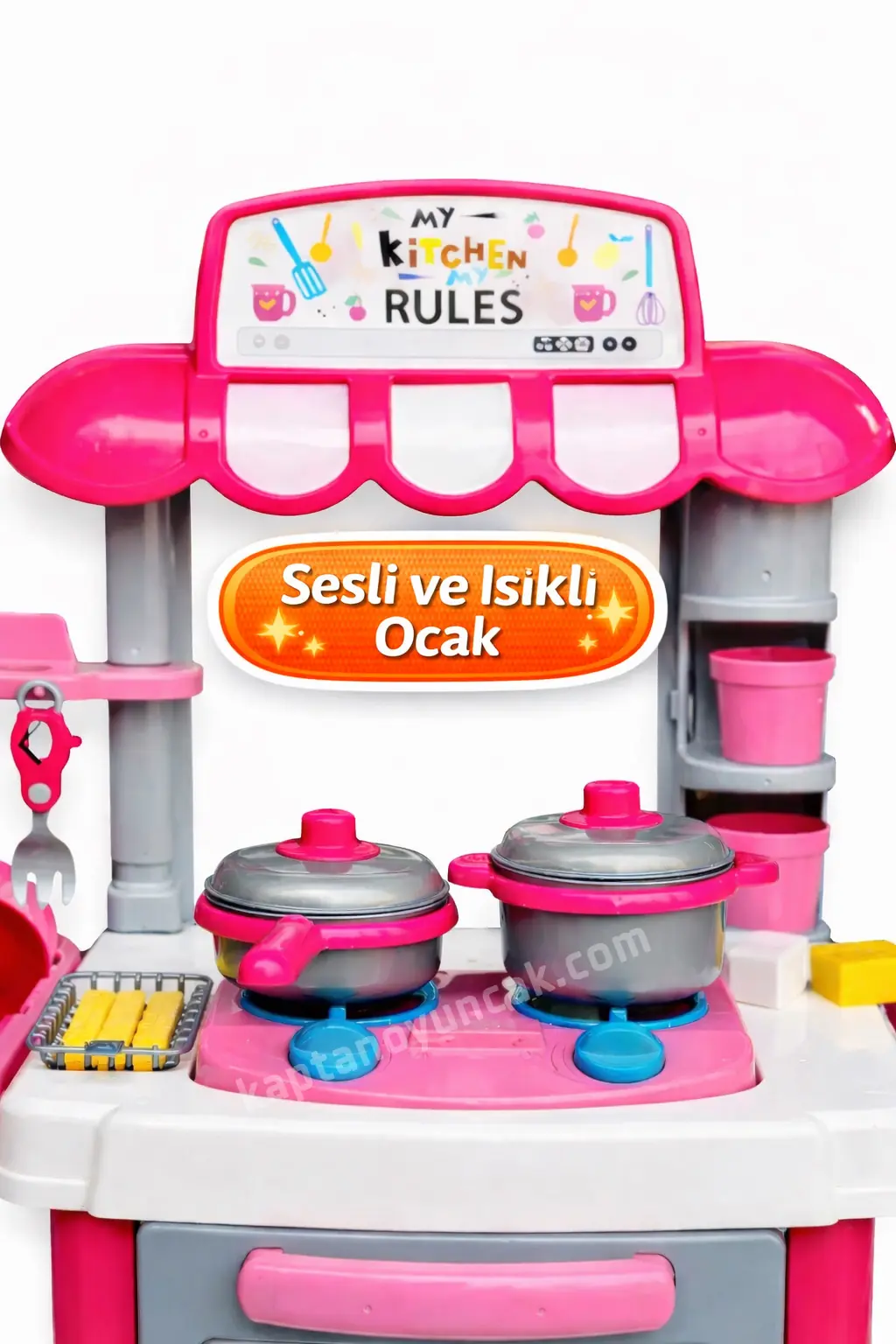 Ayaklı Büyük Boy Mutfak Seti Pilli Devridaim Musluklu 40 Parça Oyuncak Seti 8