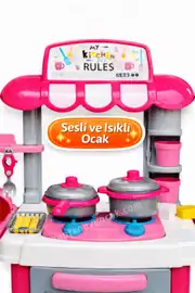 Ayaklı Büyük Boy Mutfak Seti Pilli Devridaim Musluklu 40 Parça Oyuncak Seti 8