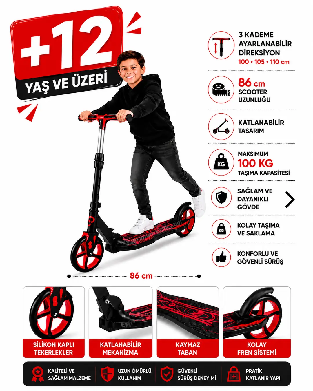 Cool Wheels 2 Tekerlekli Katlanabilir Scooter +12 Yaş