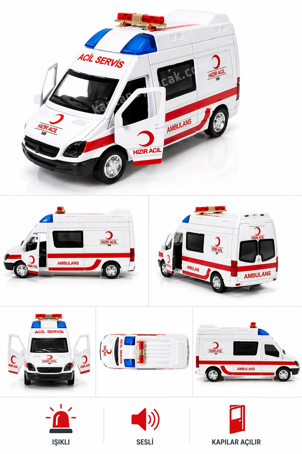 Sesli Çek Bırak İlk Yardım Aracı Metal Ambulans Araba