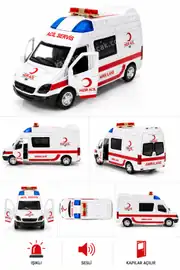 Sesli Çek Bırak İlk Yardım Aracı Metal Ambulans Araba 1