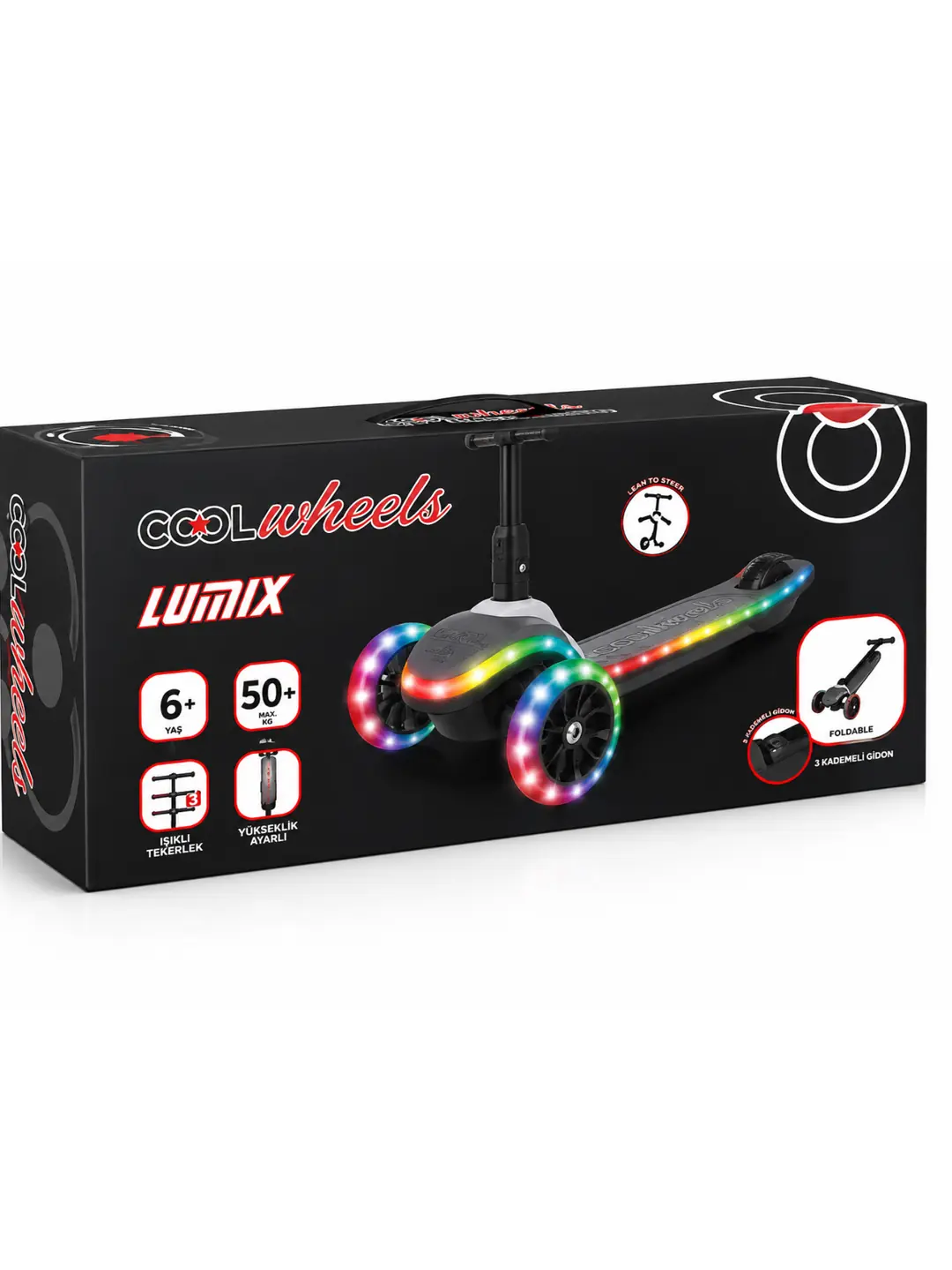 Cool Wheels 3 Tekerlekli Katlanabilir Lumix Gövdesi Işıklı Scooter 5