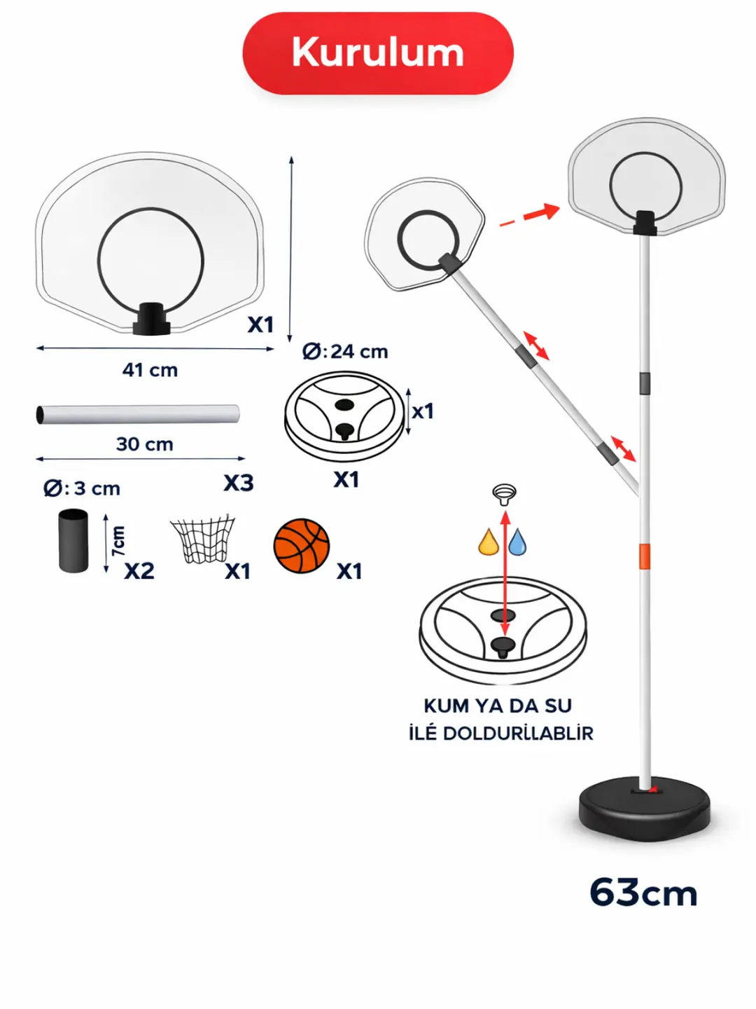 Ayarlanabilir Ayaklı Basket Potası 4
