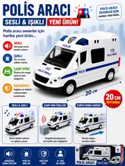 Sürtmeli Sesli ve Işıklı Polis Ekip Araba 1