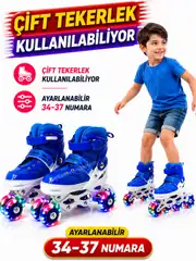Çift Sıra Ayarlanabilen 4 Tekerlekli 4 Teker Işıklı Alıştırma Pateni 34-37 1