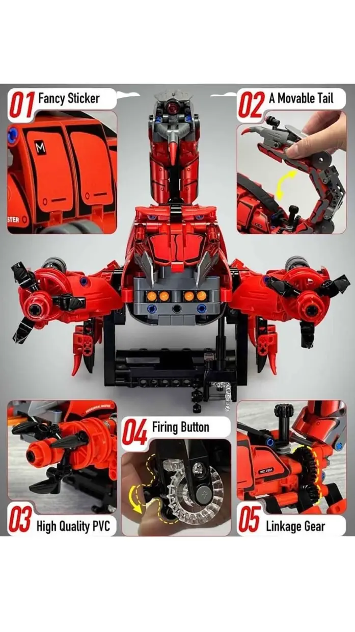 Master Kırmızı Lego Blok Seti Akrep El Silahı 664 Parça Lego 3