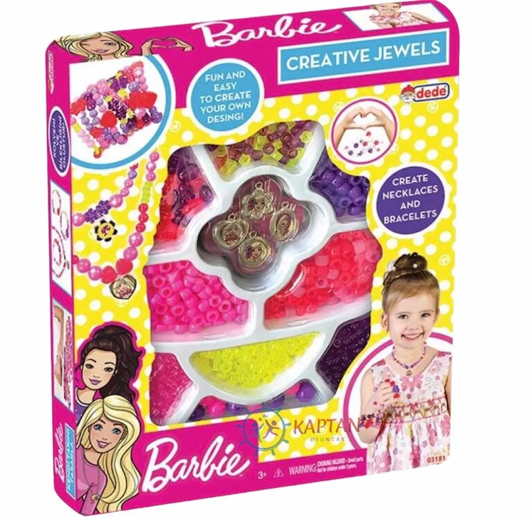 Barbie Takı Seti Renkli Boncuklar Kız Oyuncak Bileklik Kolye Yapma Set 4