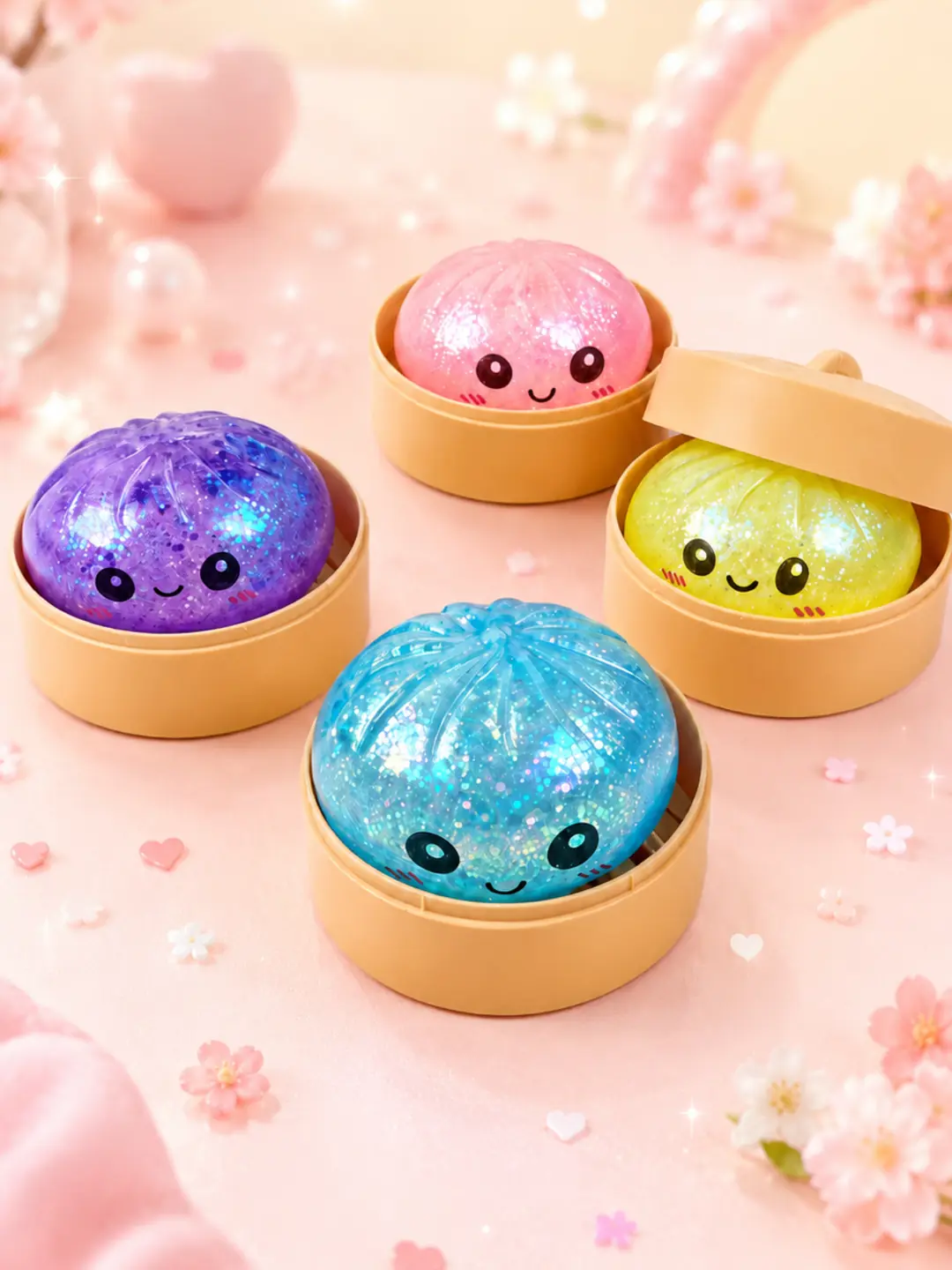Dumpling Squishy Sürpriz Simli Renkli Çin Mantısı Büyük Boy 6
