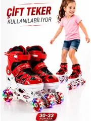 Çift Sıra Ayarlanabilen 4 Tekerlekli 4 Teker Işıklı Alıştırma Pateni 30-33 1