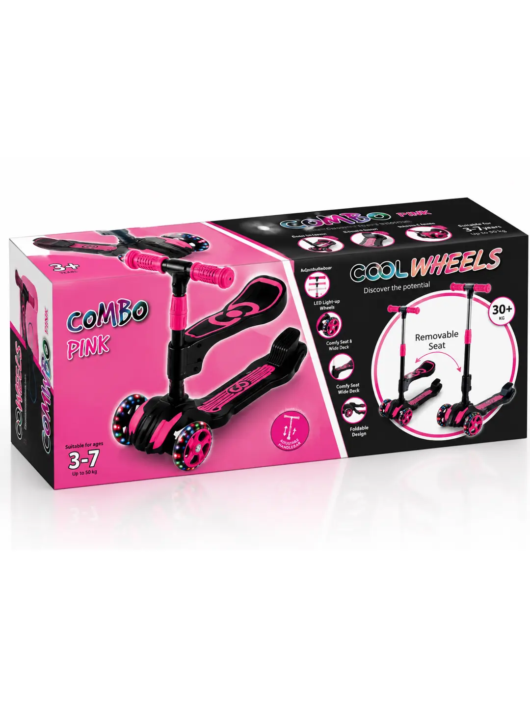 Cool Wheels 3 Tekerlekli Katlanabilir Işıklı Oturaklı Scooter 6