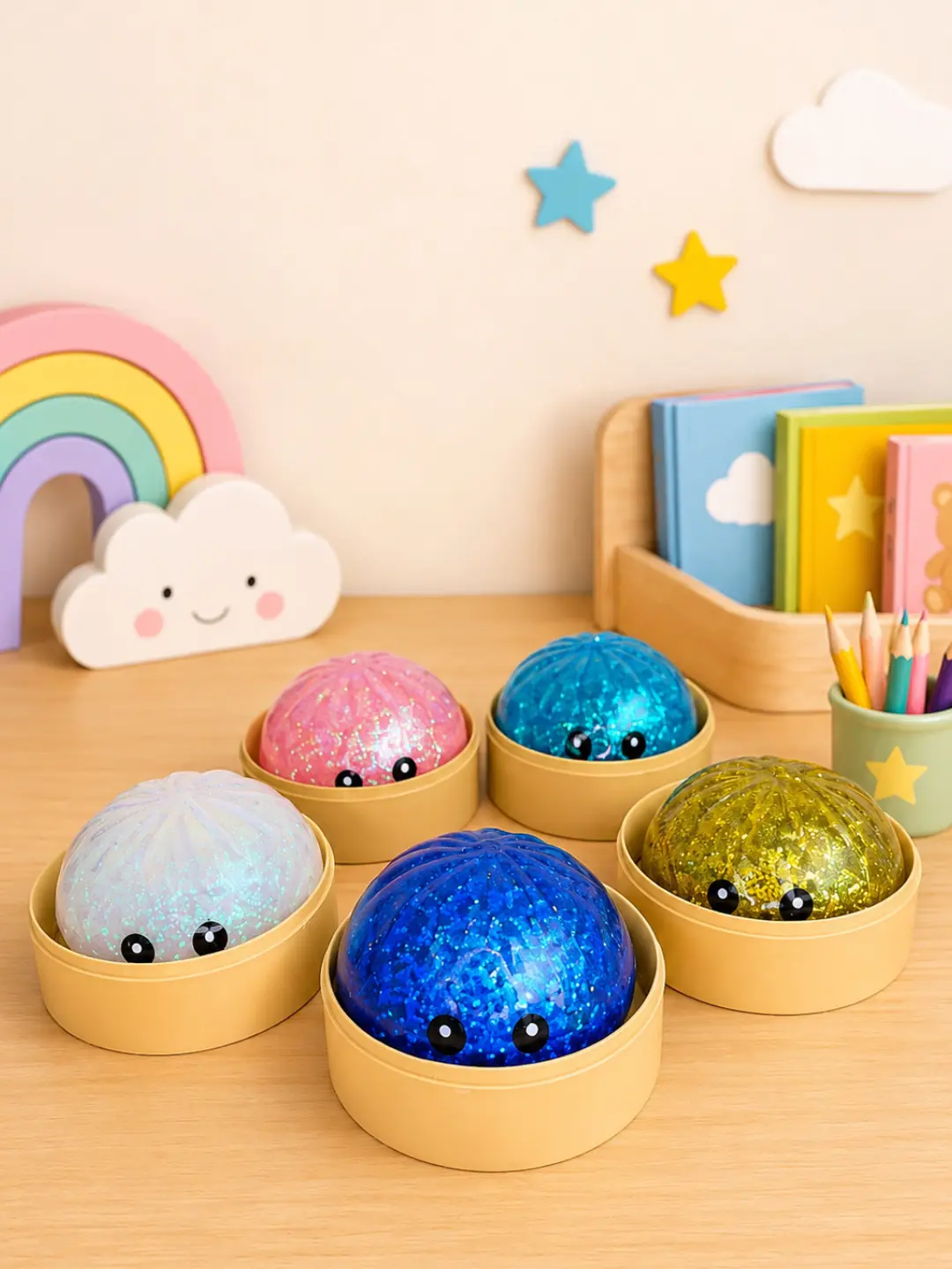 Dumpling Squishy Sürpriz Simli Renkli Çin Mantısı Büyük Boy 3