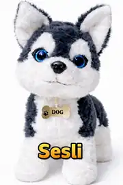 Sesli Peluş Sibirya Kurt Köpek 40 Cm 1