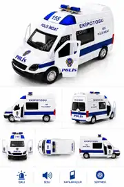 Sesli Çek Bırak İlk Yardım Aracı Metal Polis Araba 1