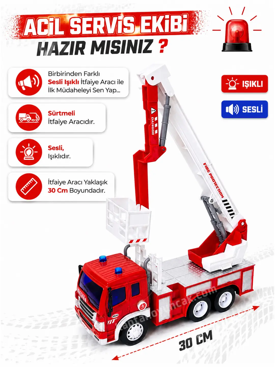 Sürtmeli Sesli ve Işıklı İtfaiye Aracı
