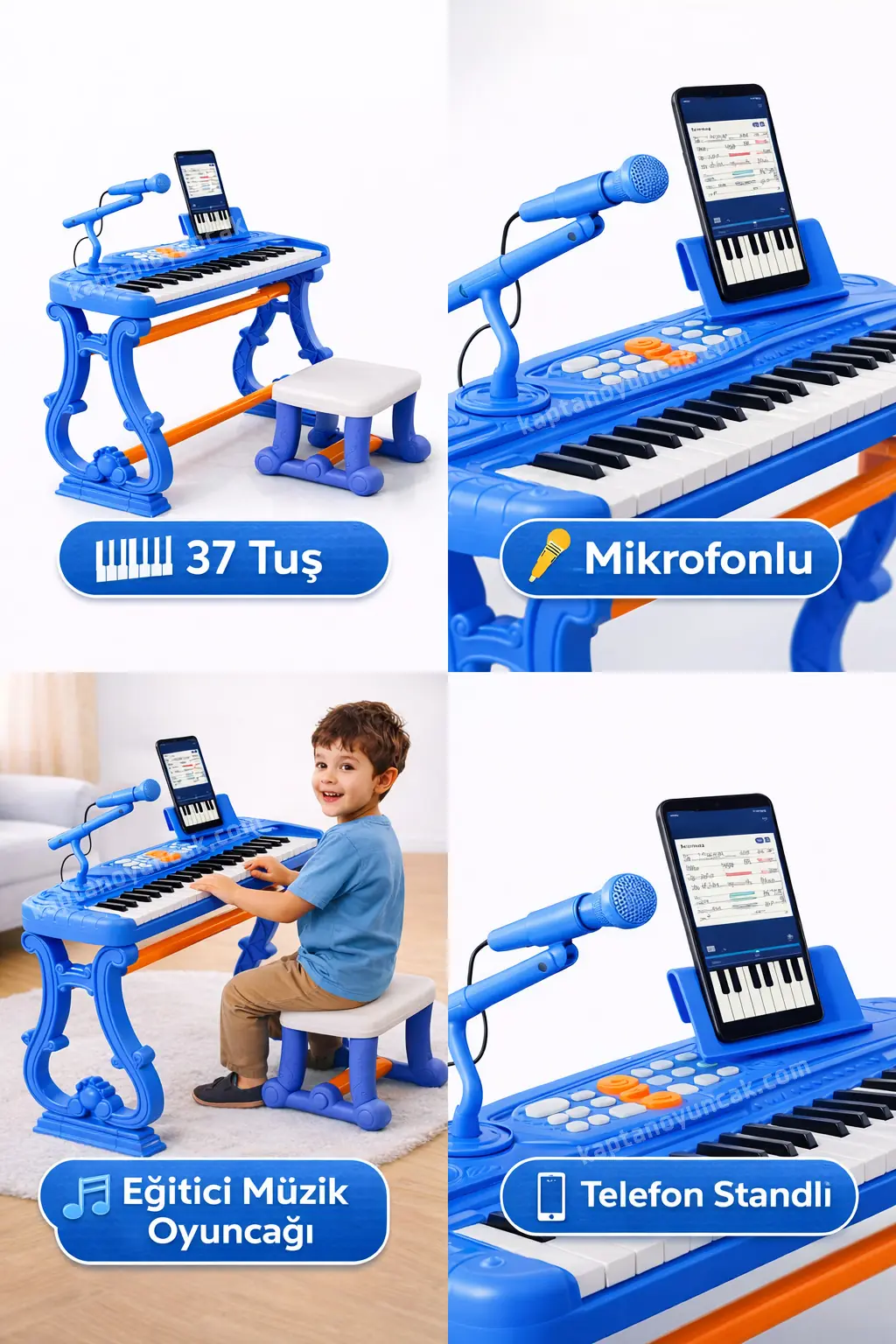 Karaoke Mikrofonlu 37 Tuşlu Oturaklı Piyano Org Seti