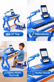 Karaoke Mikrofonlu 37 Tuşlu Oturaklı Piyano Org Seti 1