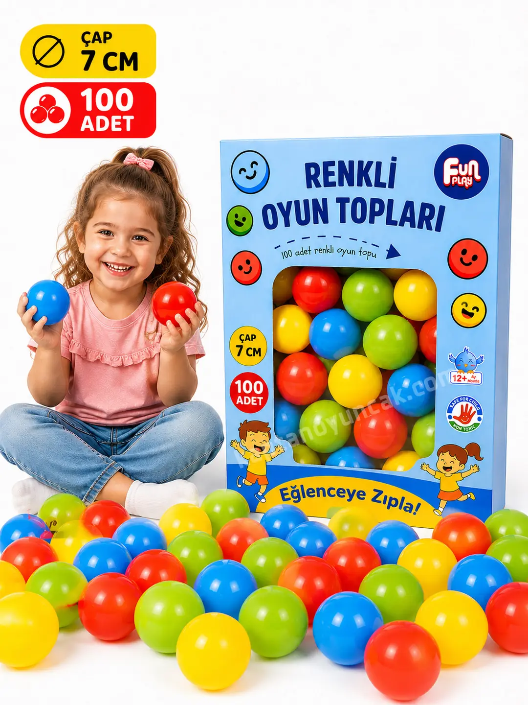 Oyun Havuzu Topları 7 Cm 100 Adet Kutulu